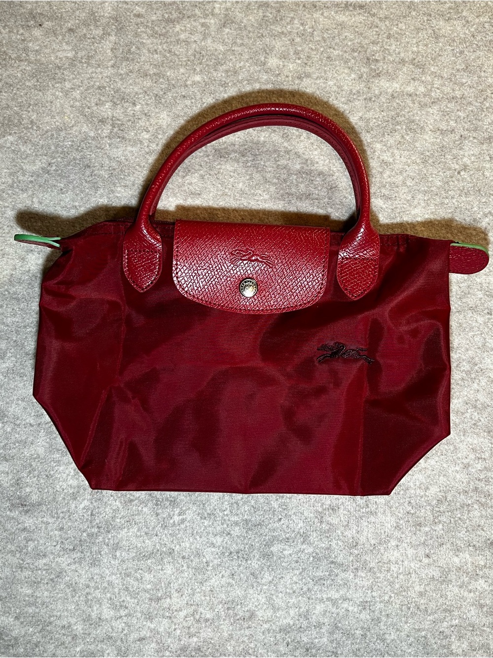 Longchamp Le Pilage Green Small Top Handle Bag